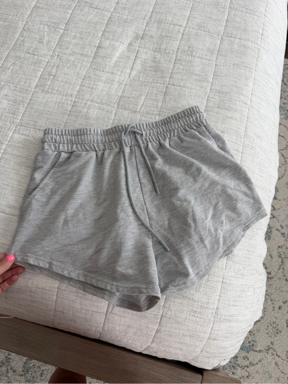 Soft Gray Casual Drawstring Shorts